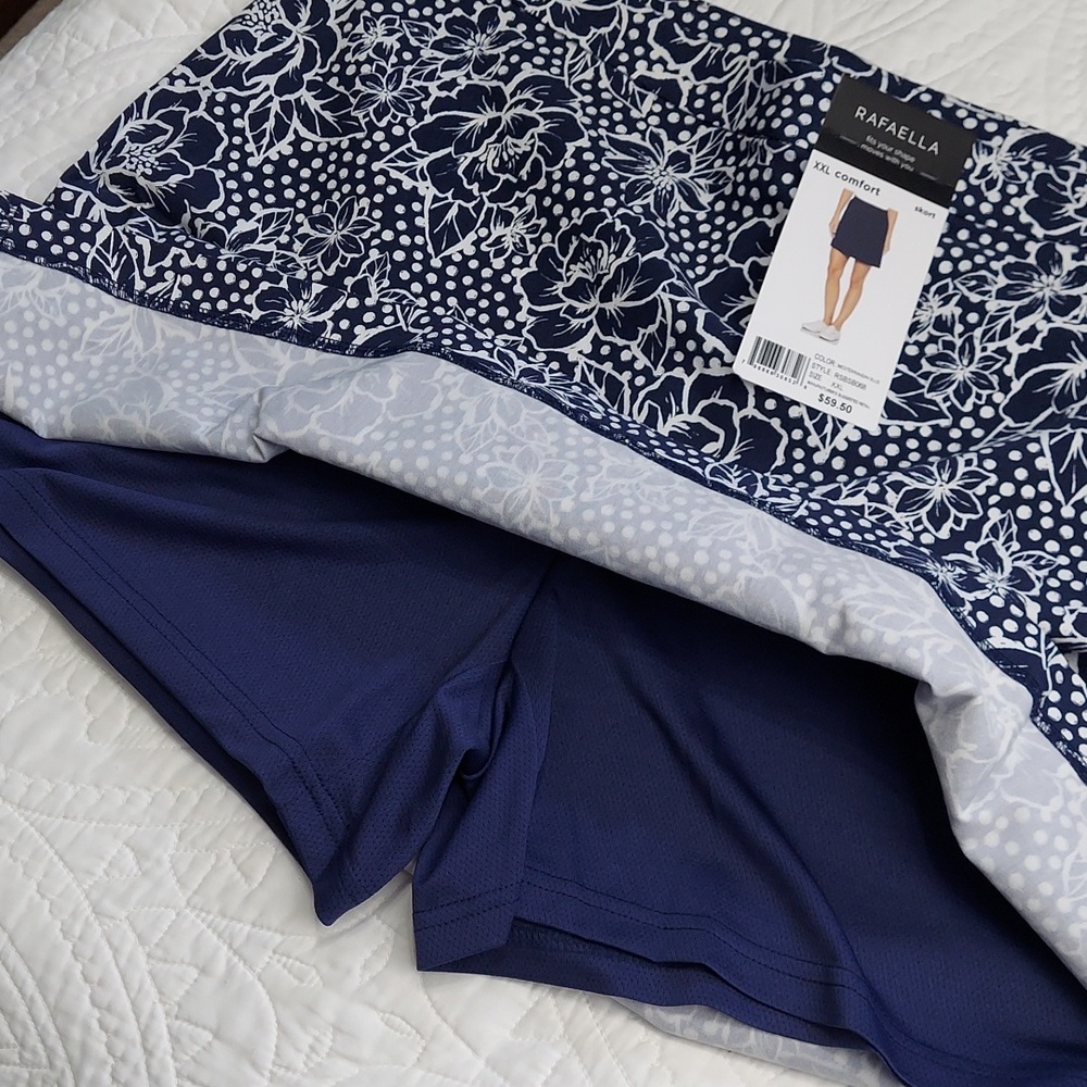*🆕 Rafaella Comfortable Stretchy Skort Mediterranean Blue Floral, Size XXL, NEW - Picture 5 of 9